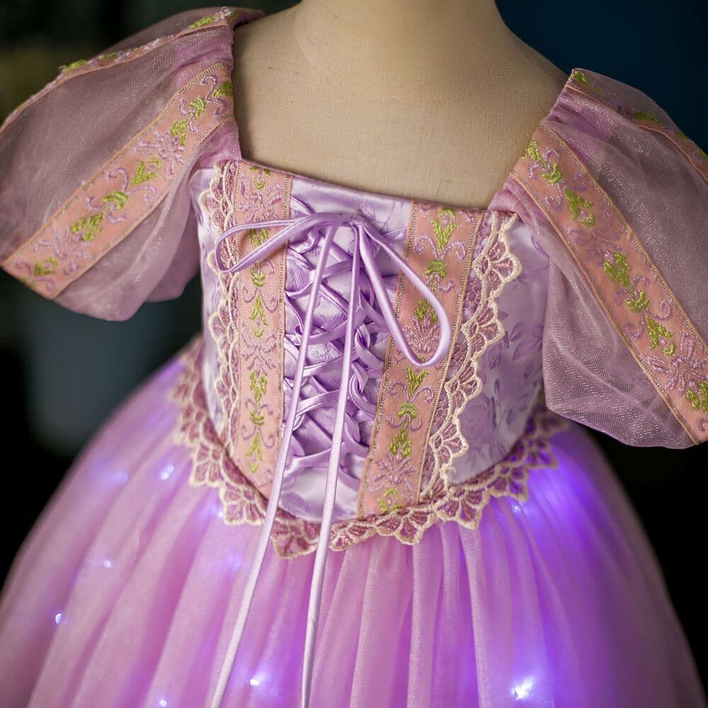ピアノ発表会 結婚式用 子どもドレス ディズニー キラキラ光るパフスリーブプリンセスドレス