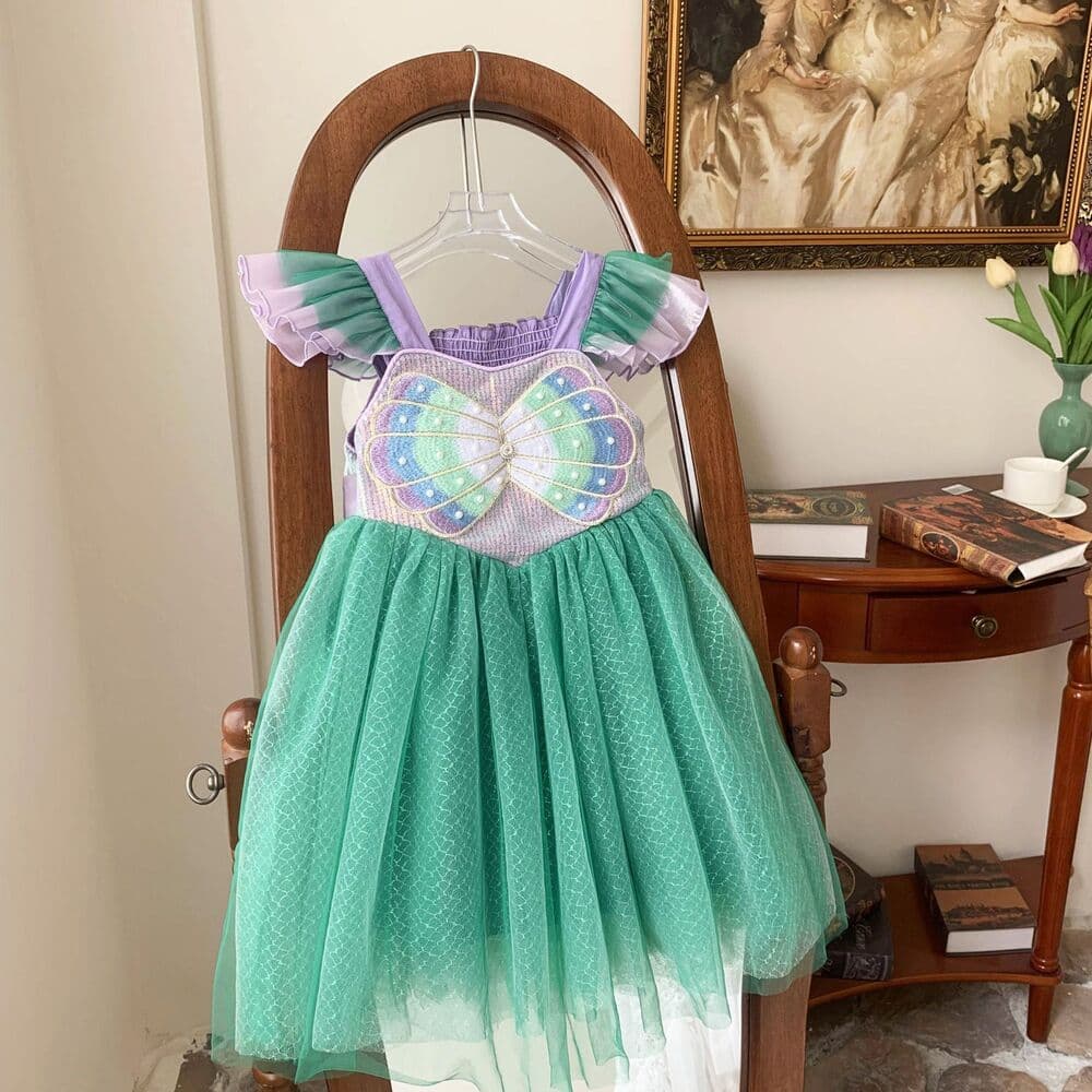 ピアノ発表会 結婚式用 子どもドレス ディズニー マーメイド風スパンコールキッズドレス