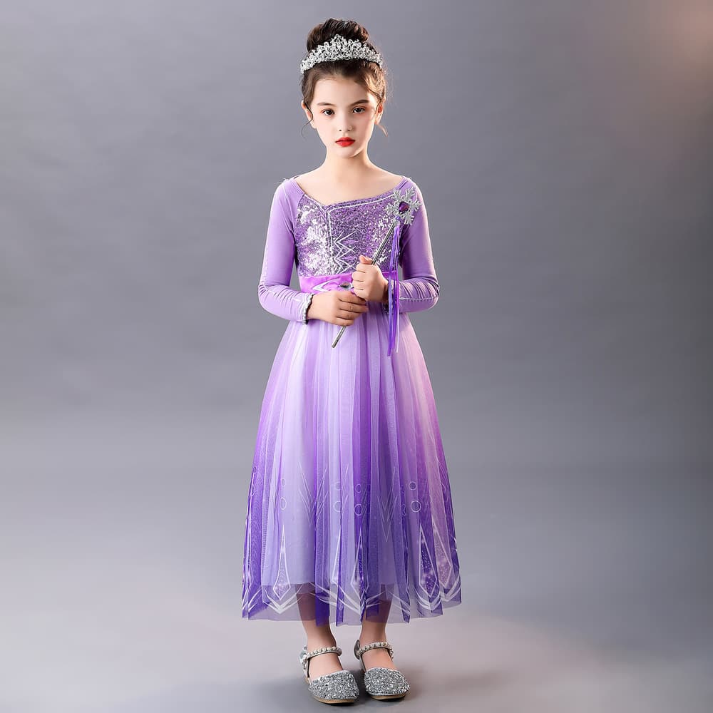 ピアノ発表会 結婚式用 子どもドレス ディズニー パープル シンプル アリエル風キッズドレス