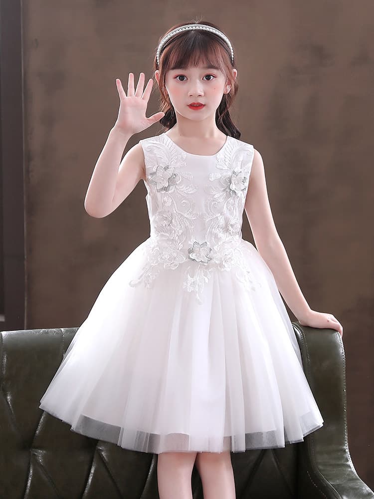 ピアノ発表会 結婚式用 子どもドレス フラワーモチーフ付きキッズドレス