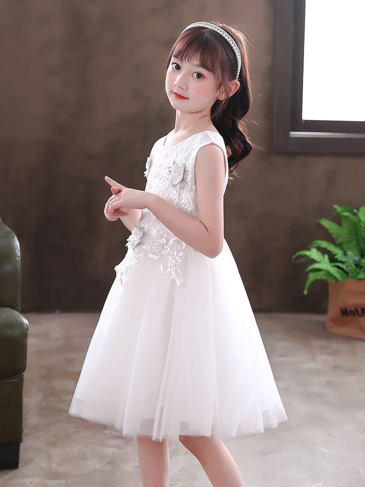ピアノ発表会 結婚式用 子どもドレス フラワーモチーフ付きキッズドレス