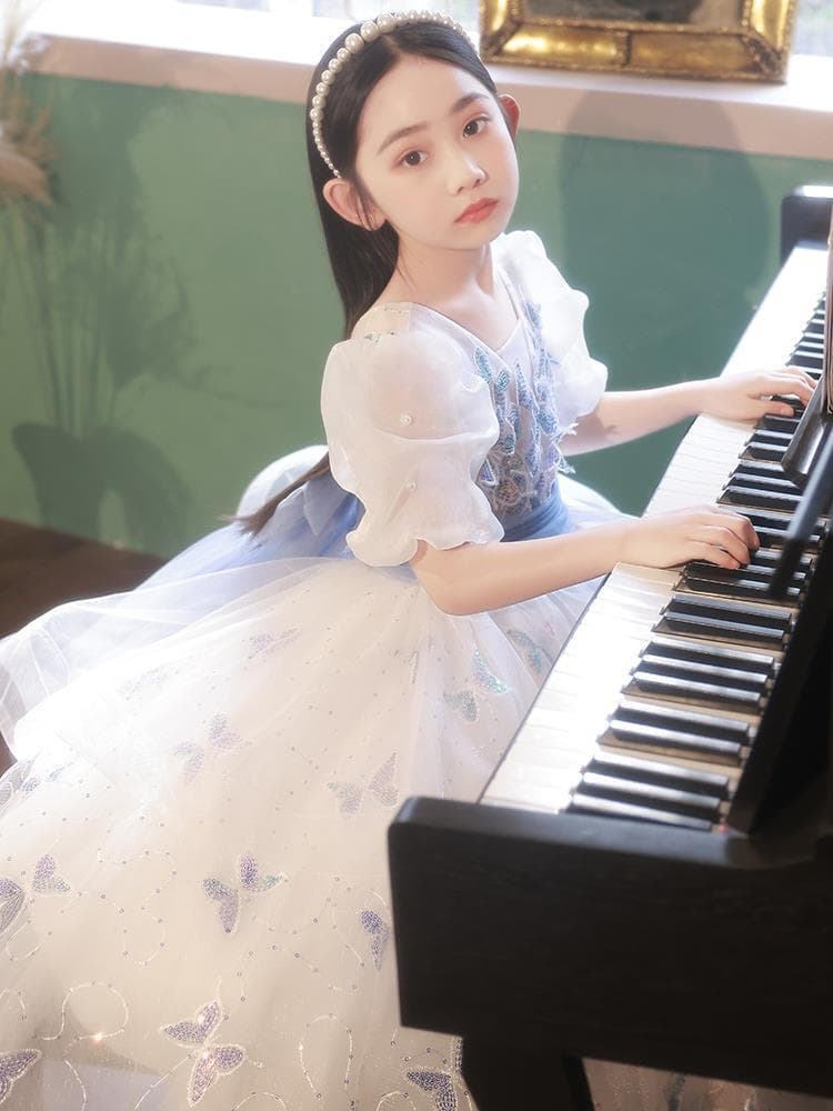 ピアノ発表会 結婚式用 子どもドレス バタフライポイントドレス