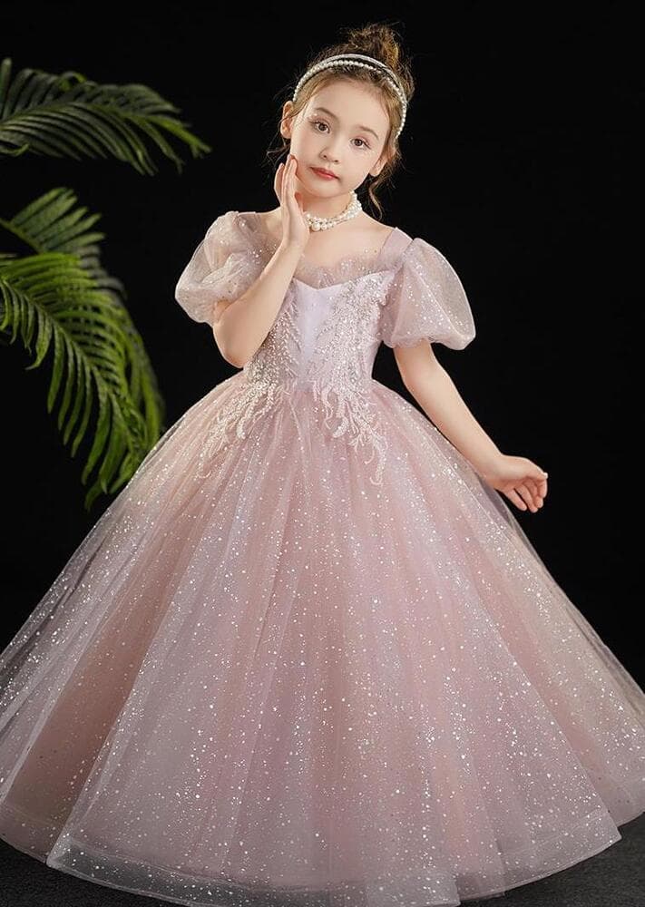 ピアノ発表会 結婚式用 子どもドレス シャンパンスパンコールシャインキッズドレス