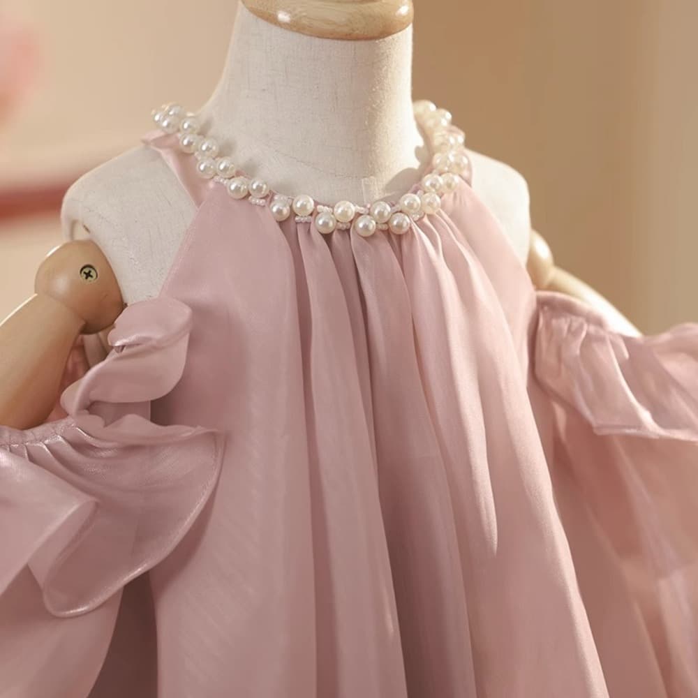 ピアノ発表会 結婚式用 子どもドレス ショルダーカットスリーブドレス