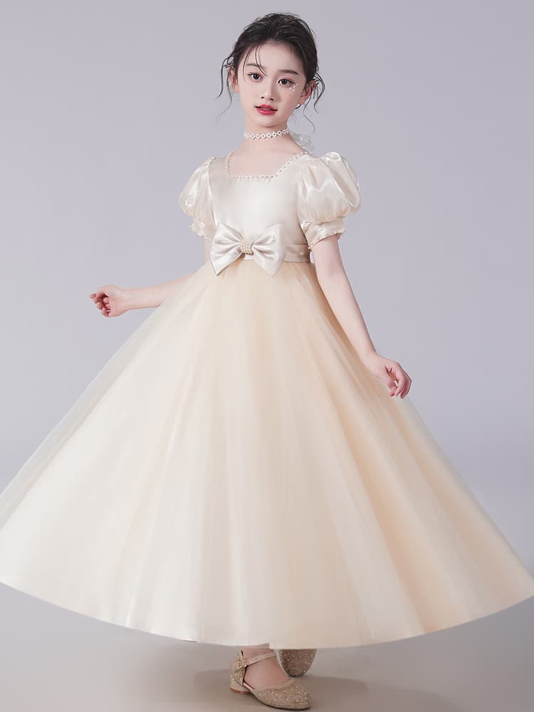 ピアノ発表会 結婚式用 子どもドレス パールリボン付きフォーマル子どもドレス