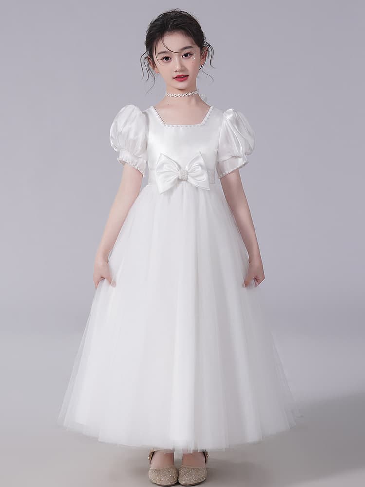 ピアノ発表会 結婚式用 子どもドレス パールリボン付きフォーマル子どもドレス