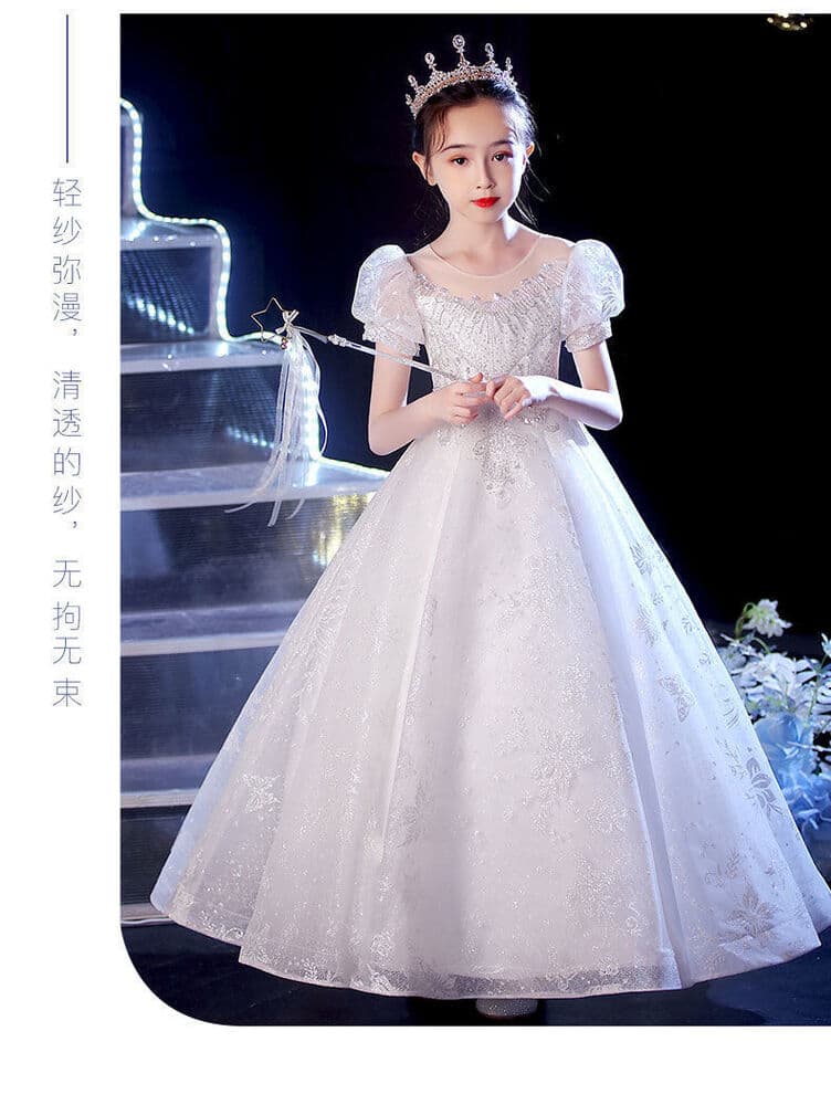 ピアノ発表会 結婚式用 子どもドレス パフスリーブキッズドレス フォーマルスタイル