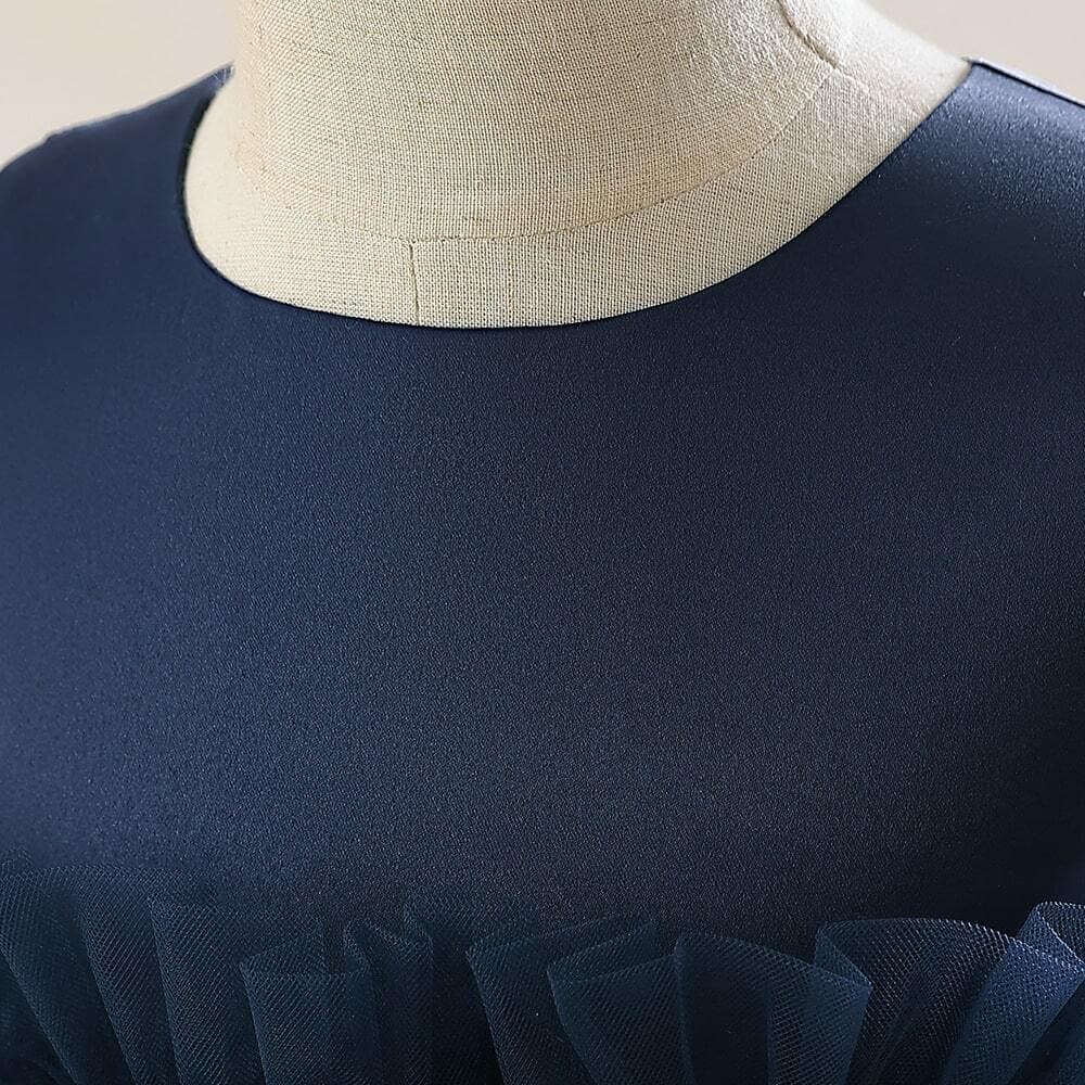 ピアノ発表会 結婚式用 子どもドレス チュールサテンウエストリボンワンピースドレス