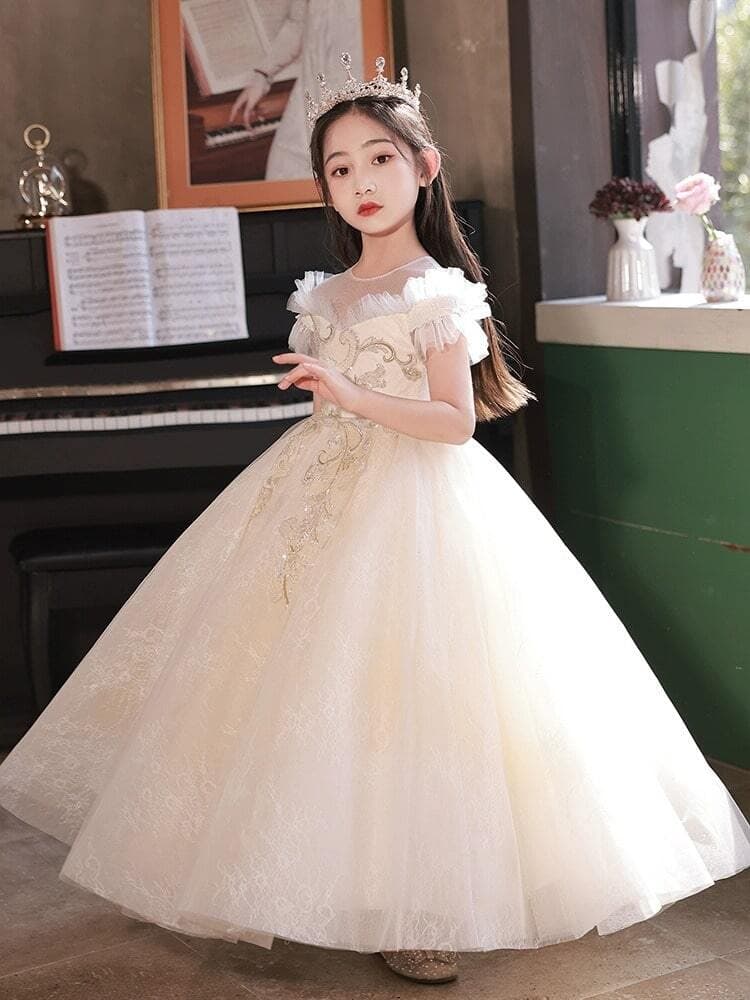 ピアノ発表会 結婚式用 子どもドレス セレブカラー フラワーガールドレス