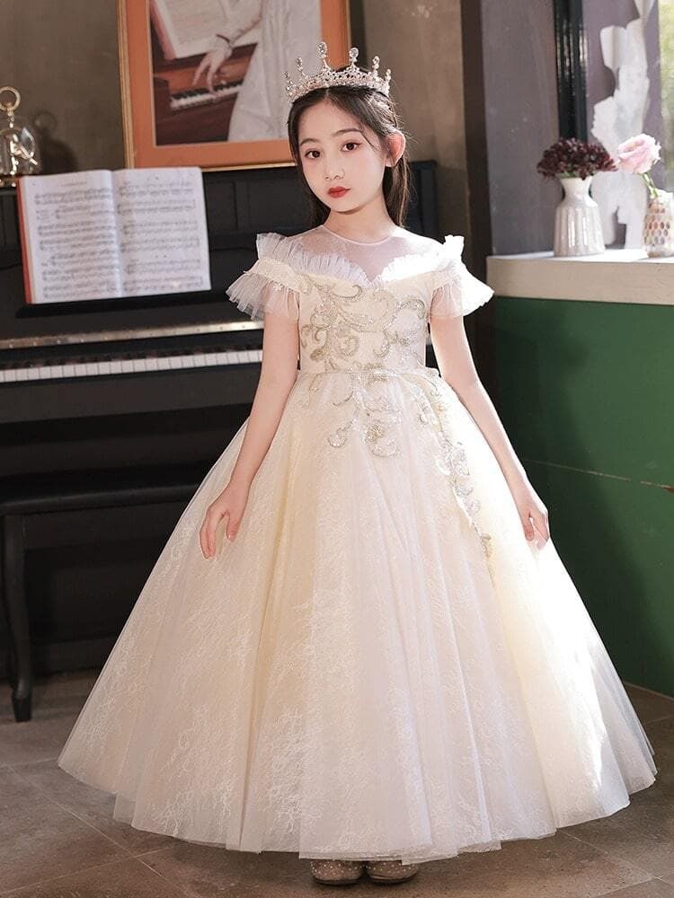 ピアノ発表会 結婚式用 子どもドレス セレブカラー フラワーガールドレス