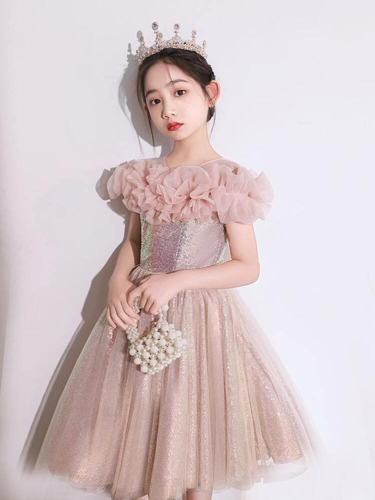 ピアノ発表会 結婚式用 子どもドレス ラグジュアリー仕様 半袖ドレス