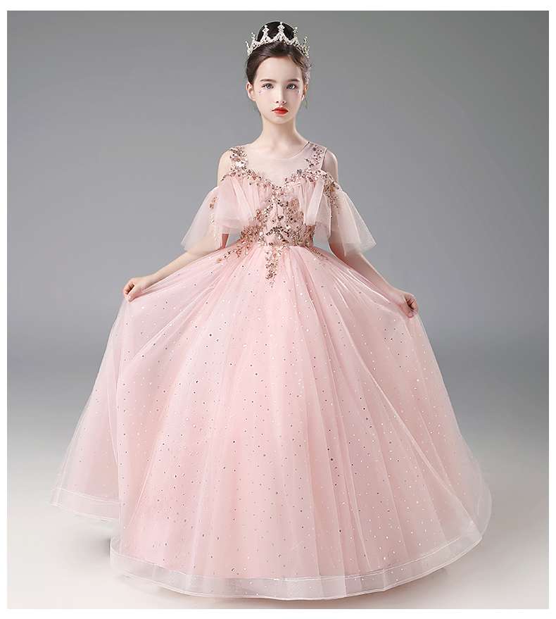 キッズドレス プリンセス風チュールロングドレス