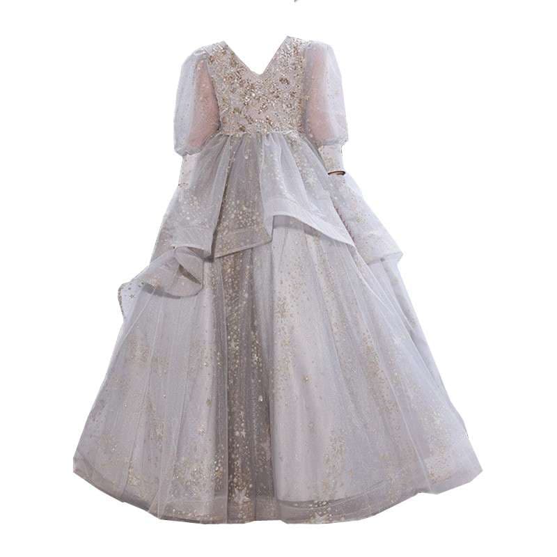 キッズドレス キラキラ姫系チュールロングドレス