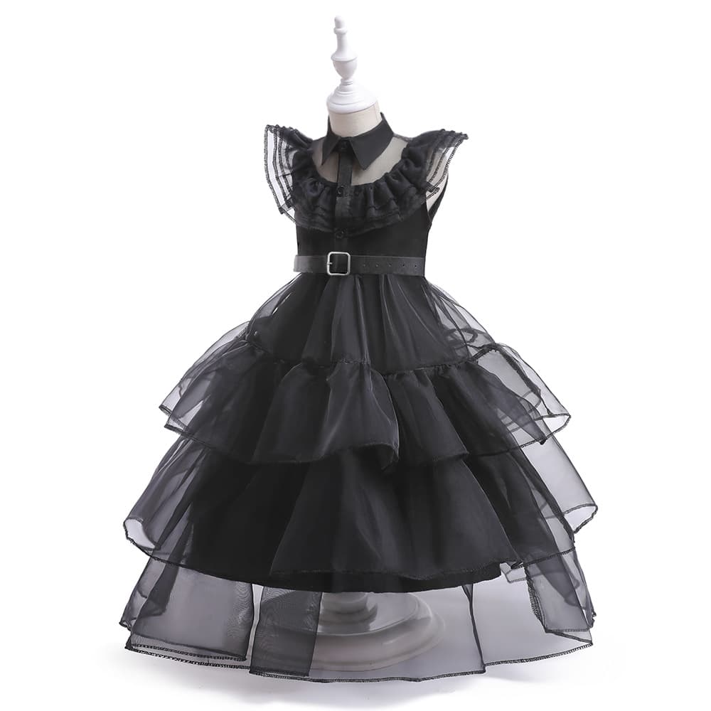 ピアノ発表会ドレス 結婚式 キッズドレス 女の子用黒色ドレス 結婚式 誕生日 正装 フォーマル
