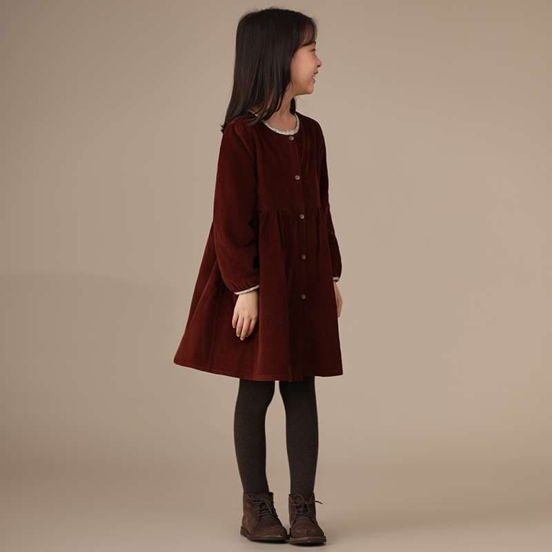 キッズドレス 秋冬向けコーデュロイワンピース