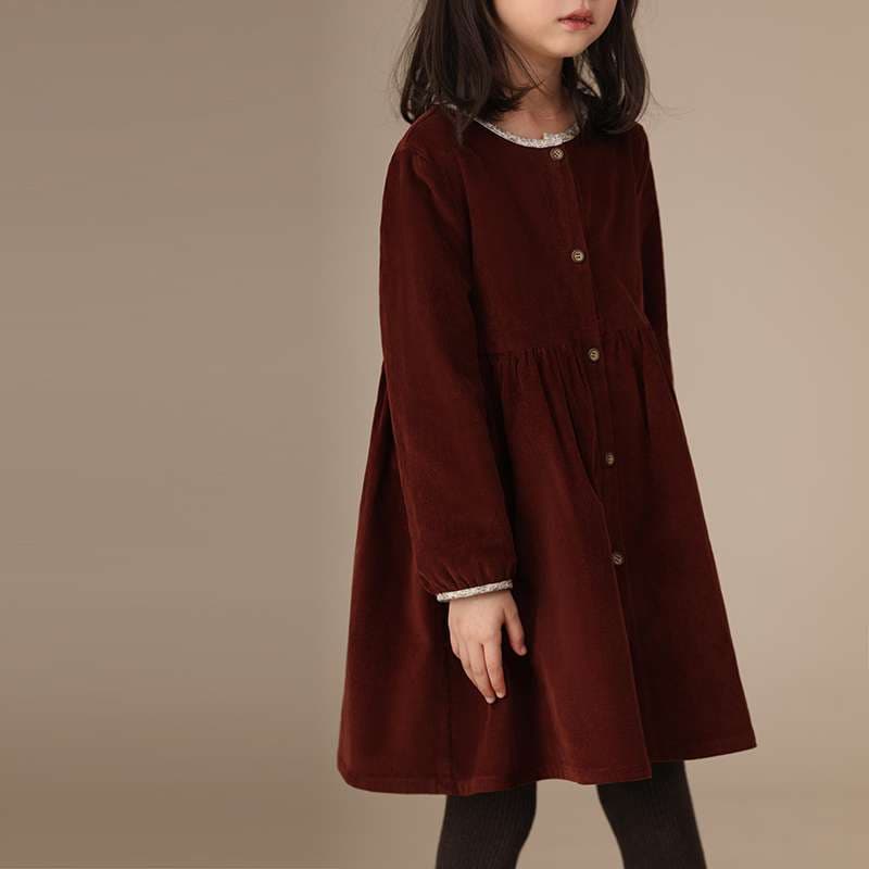 キッズドレス 秋冬向けコーデュロイワンピース