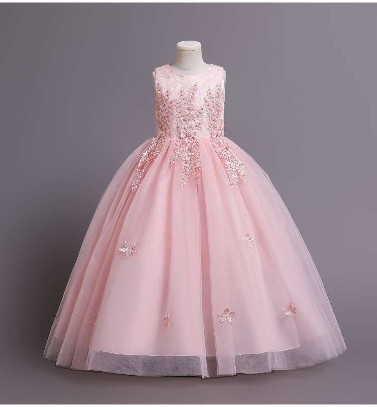 キッズドレス 華やかチュールレースの子供用フォーマルドレス