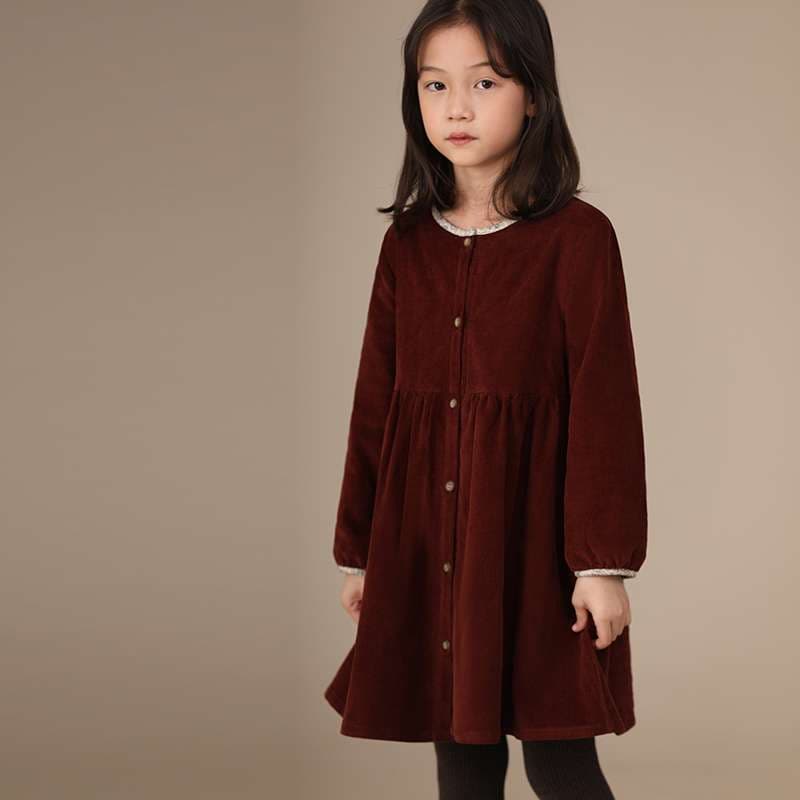 キッズドレス 秋冬向けコーデュロイワンピース