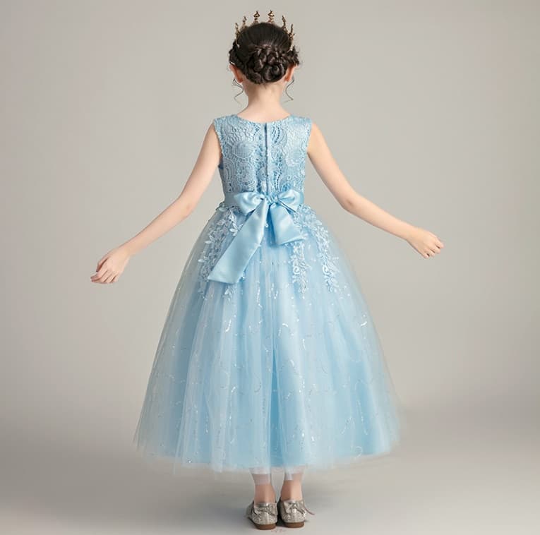 ピアノ発表会ドレス 結婚式 キッズドレス 女の子用 水色お姫様キッズドレス